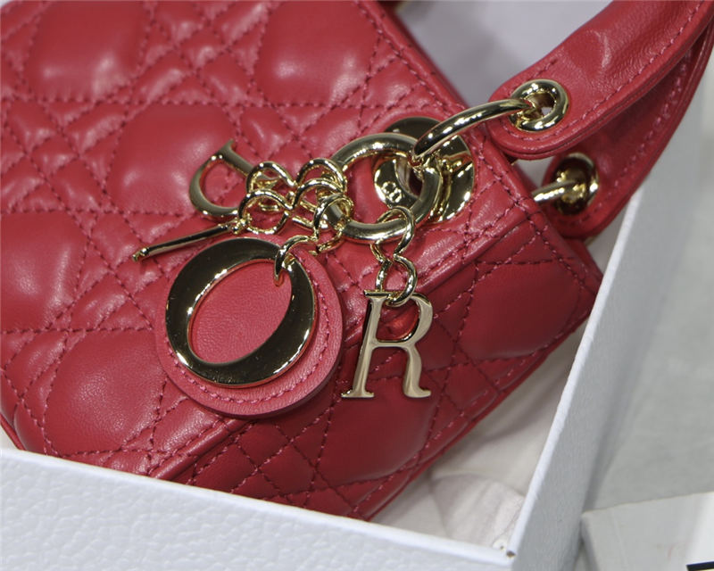 MICRO LADY Dior BAG Cannage Lambskin Red Top