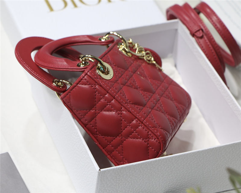 MICRO LADY Dior BAG Cannage Lambskin Red Top