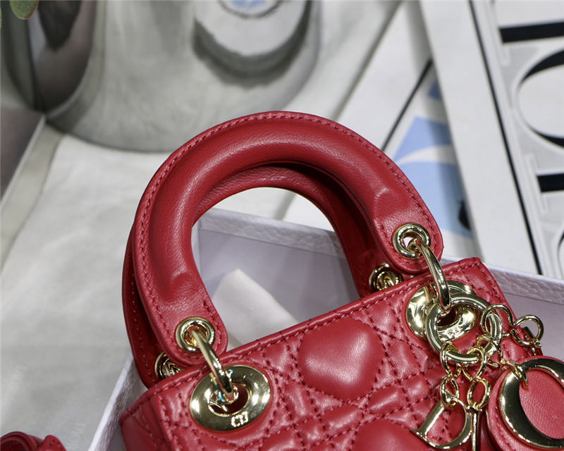 MICRO LADY Dior BAG Cannage Lambskin Red Top