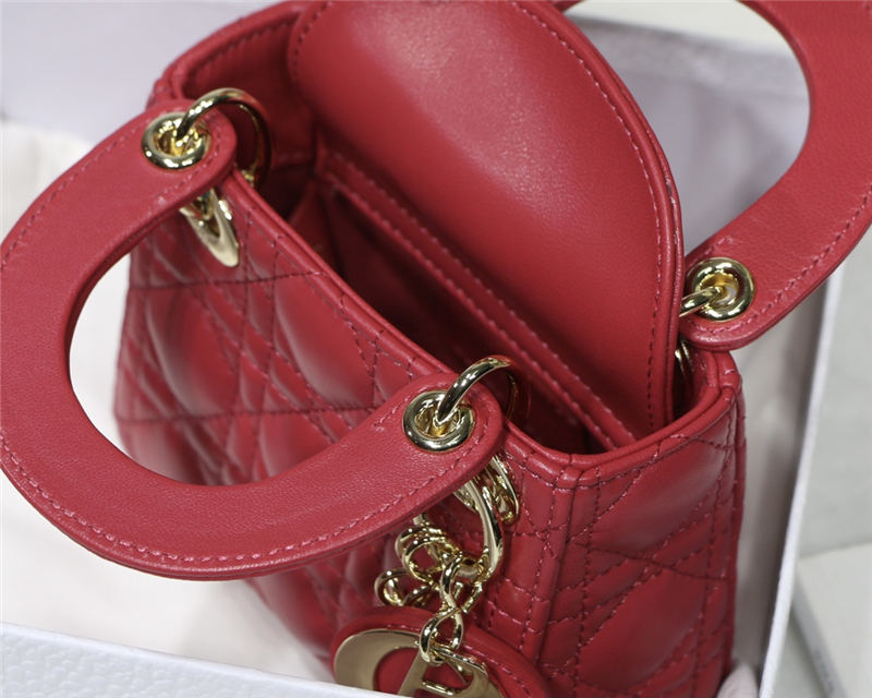 MICRO LADY Dior BAG Cannage Lambskin Red Top