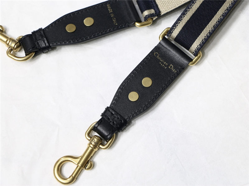 ADJUSTABLE SHOULDER STRAP 'Christian Dior' Embroidery Black High