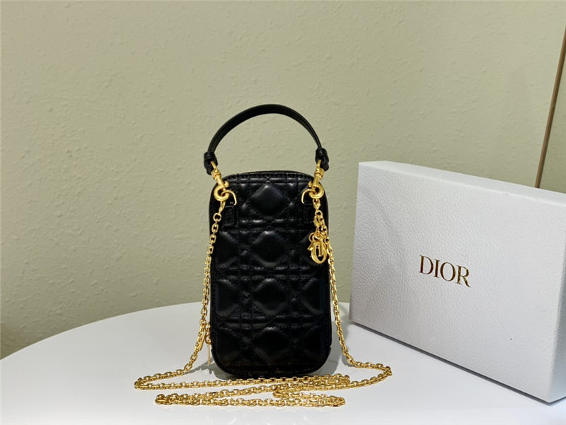 LADY Dior PHONE HOLDER Cannage Lambskin Black High