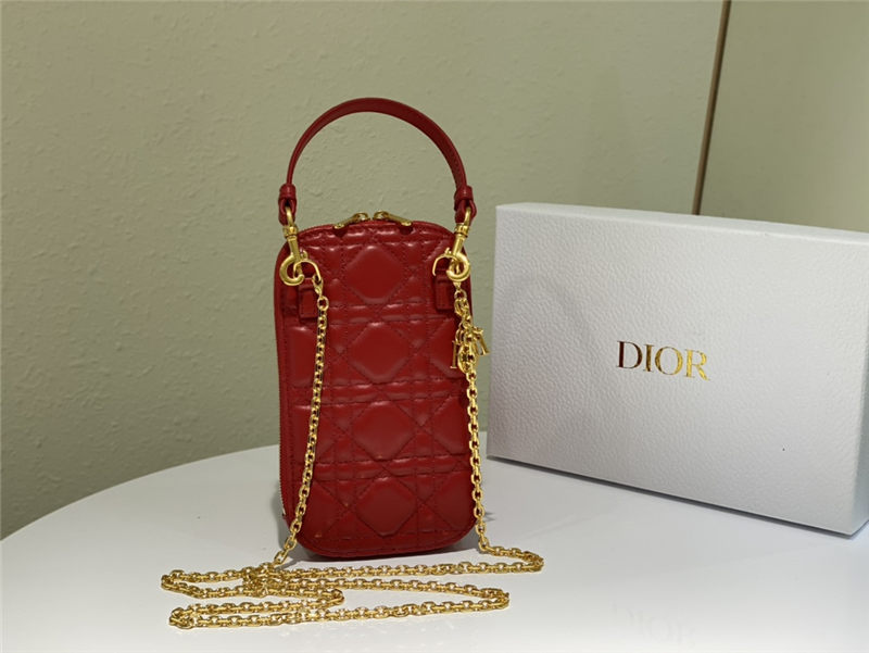 LADY Dior PHONE HOLDER Cannage Lambskin Red High