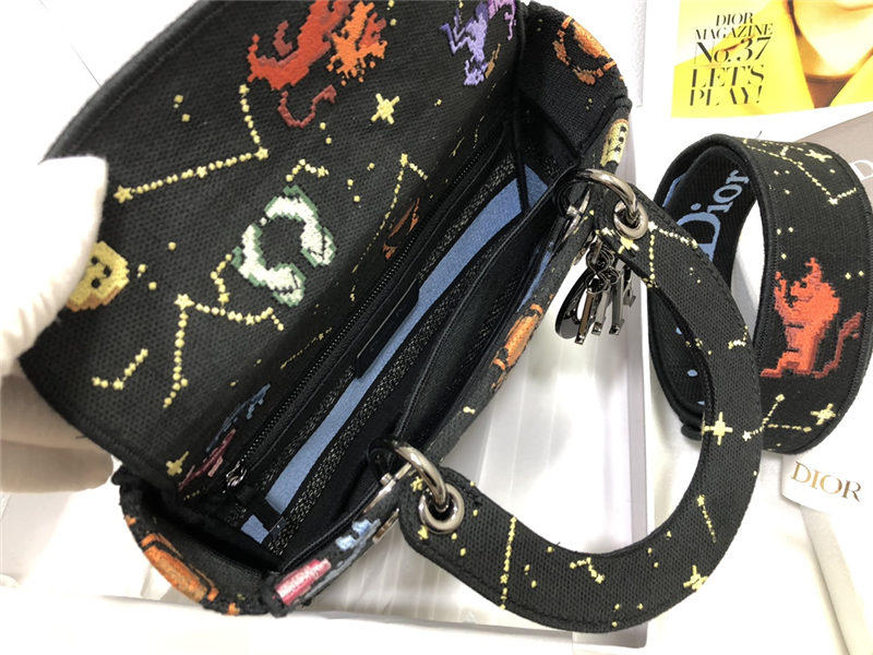 MEDIUM LADY D-LITE BAG Dior Pixel Zodiac Embroidery Multicolor High