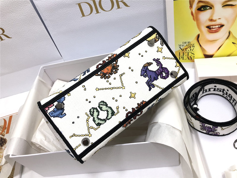 MEDIUM LADY D-LITE BAG Dior Pixel Zodiac Embroidery Multicolor High