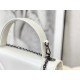 30 MONTAIGNE CHAIN BAG WITH HANDLE Maxicannage Lambskin White High