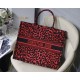 LARGE Dior BOOK TOTE Multicolor Mizza Embroidery Red High