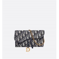 SADDLE LONG WALLET Blue Dior Oblique Jacquard High