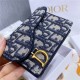 SADDLE FLAP CARD HOLDER Blue Dior Oblique Jacquard High