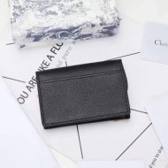 SADDLE FLAP CARD HOLDER Black Grained Calfskin High