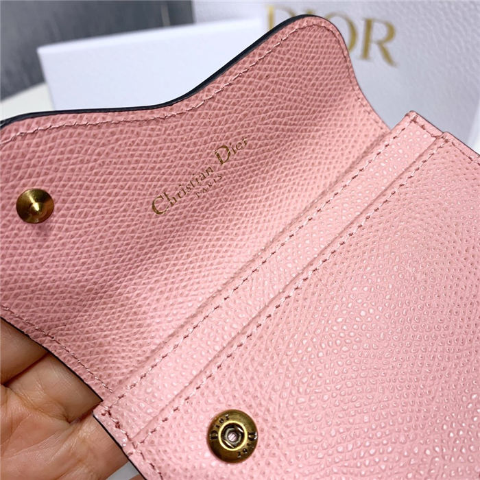 SADDLE FLAP CARD HOLDER Dusty Pink Grained Calfskin High