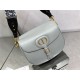 LARGE Dior BOBBY BAG Box Calfskin with Blue Dior Oblique Embroidered Strap Gray High