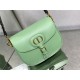 LARGE Dior BOBBY BAG Box Calfskin with Blue Dior Oblique Embroidered Strap Mint Green High