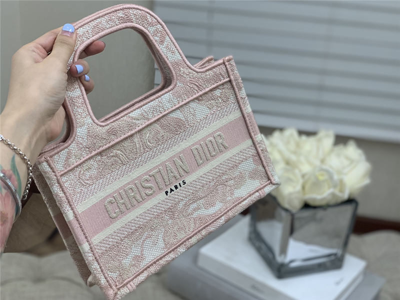 MINI Dior BOOK TOTE Toile de Jouy Embroidery Pink High