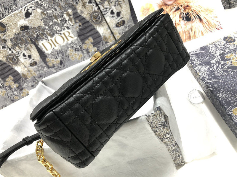 SMALL Dior CARO BAG Supple Cannage Calfskin Black High