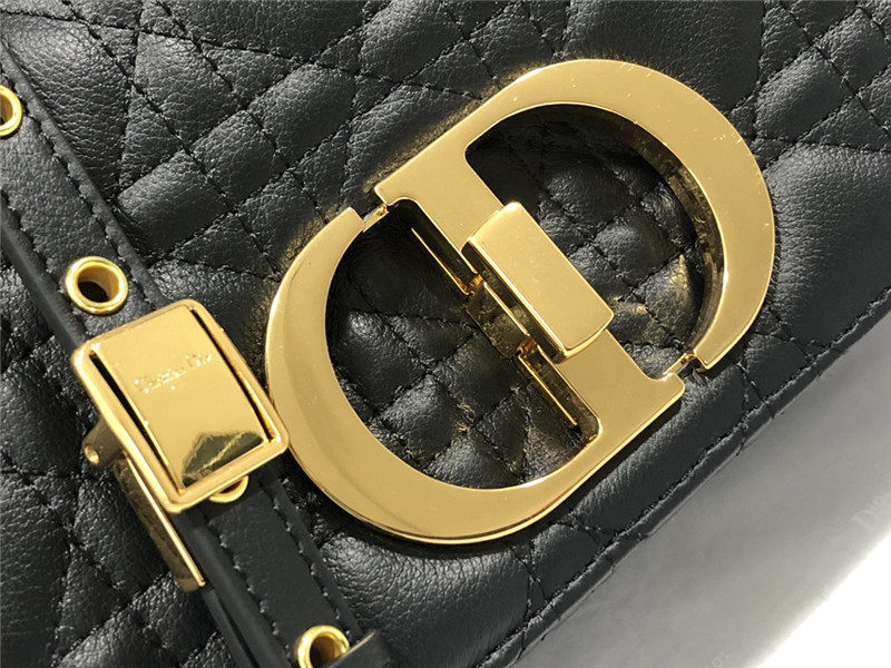 SMALL Dior CARO BAG Supple Cannage Calfskin Black High