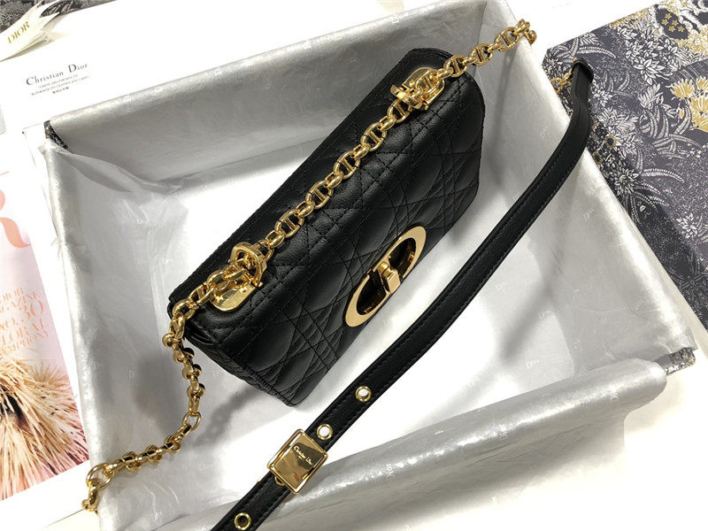 SMALL Dior CARO BAG Supple Cannage Calfskin Black High