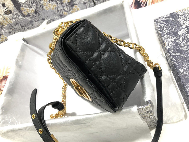 SMALL Dior CARO BAG Supple Cannage Calfskin Black High