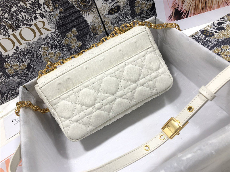 SMALL Dior CARO BAG Supple Cannage Calfskin White High