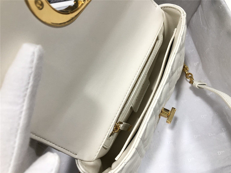 SMALL Dior CARO BAG Supple Cannage Calfskin White High