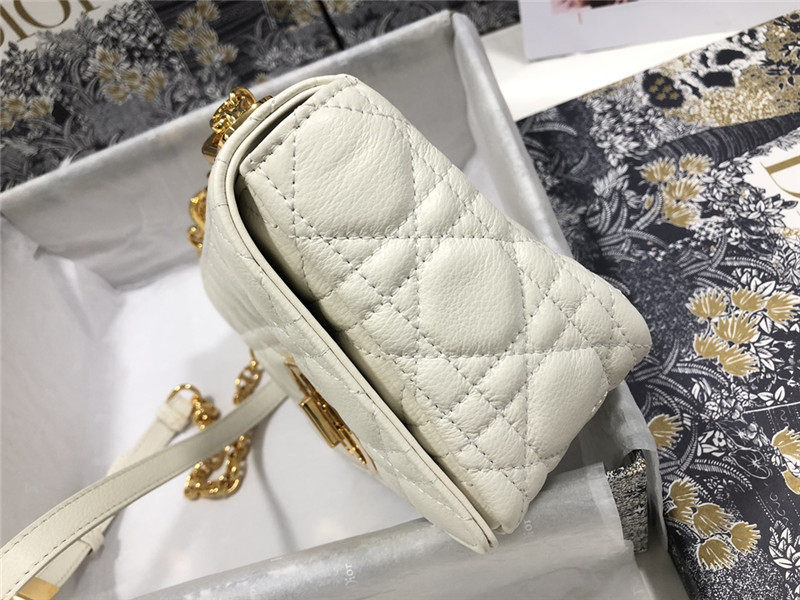 SMALL Dior CARO BAG Supple Cannage Calfskin White High