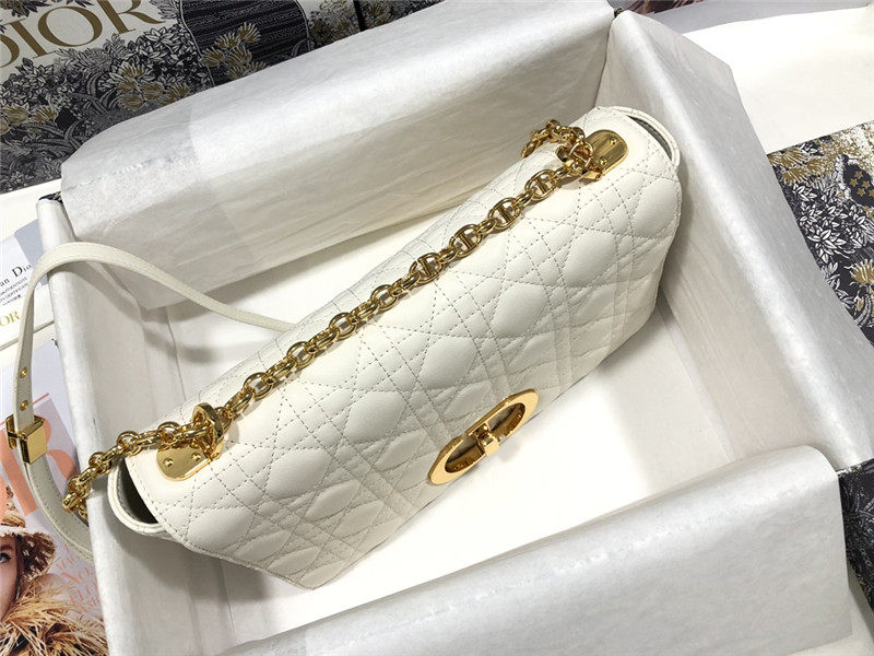 LARGE Dior CARO BAG Supple Cannage Calfskin White High