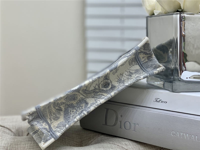 MINI Dior BOOK TOTE Toile de Jouy Embroidery Grey High