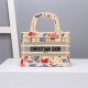 MINI Dior BOOK TOTE Multicolor Dior Hibiscus Embroidery Beige High