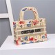 MINI Dior BOOK TOTE Multicolor Dior Hibiscus Embroidery Beige High