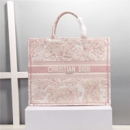 LARGE Dior BOOK TOTE Toile de Jouy Embroidery Pink High