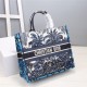 LARGE Dior BOOK TOTE Dior Palms Embroidery Blue High