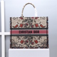 LARGE Dior BOOK TOTE Multicolor Dior Flowers Embroidery High