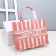 MEDIUM Dior BOOK TOTE D-Stripes Embroidery Pink High