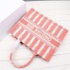 MEDIUM Dior BOOK TOTE D-Stripes Embroidery Pink High