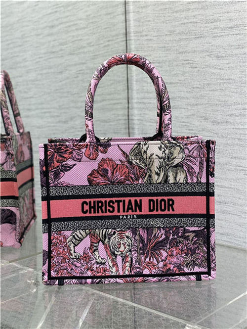 SMALL Dior BOOK TOTE Toile de Jouy Voyage Embroidery Pink High