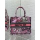 SMALL Dior BOOK TOTE Toile de Jouy Voyage Embroidery Pink High