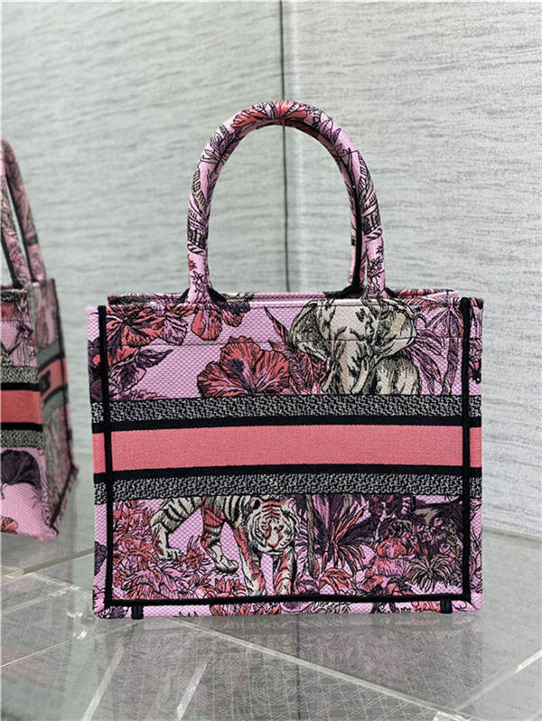 SMALL Dior BOOK TOTE Toile de Jouy Voyage Embroidery Pink High