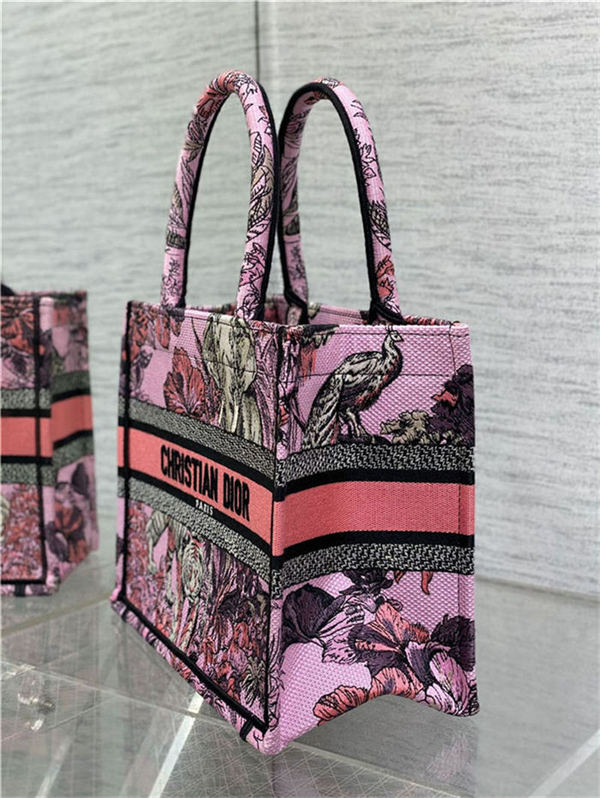 SMALL Dior BOOK TOTE Toile de Jouy Voyage Embroidery Pink High