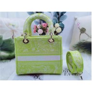 MEDIUM LADY D-LITE BAG Toile de Jouy Reverse Embroidery Lime High