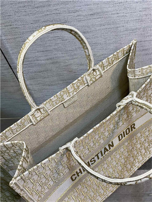 LARGE Dior BOOK TOTE Dior Oblique Embroidery Gold High