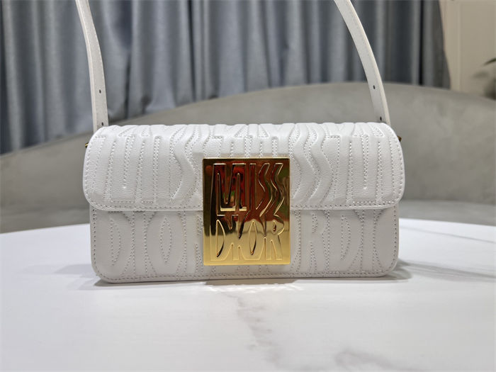 MISS DIOR FLAP BAG Quilted Miss Dior Allover Calfskin Latte High