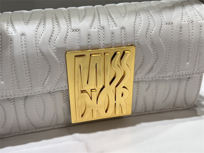 MISS DIOR FLAP BAG Quilted Miss Dior Allover Calfskin Latte High