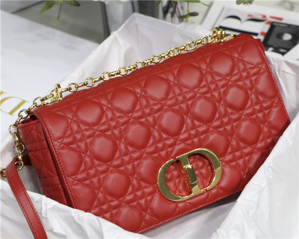 Dior LARGE CARO BAG Calfskin Red mid