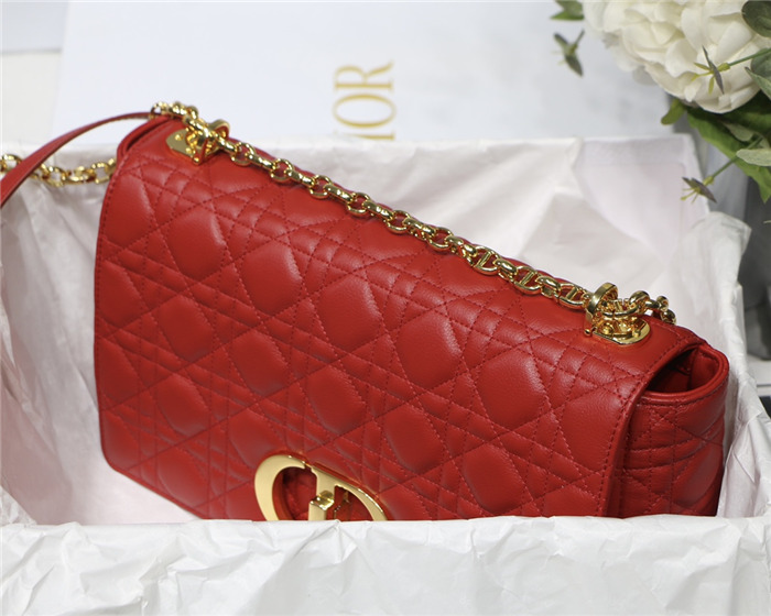 Dior LARGE CARO BAG Calfskin Red mid