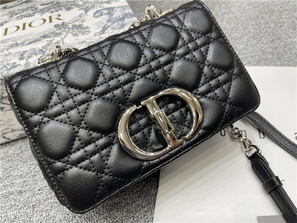 Dior SMALL CARO BAG Calfskin Black mid