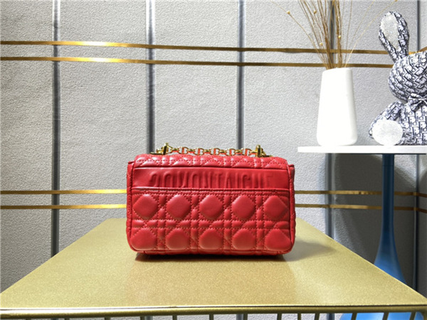 Dior SMALL CARO BAG Calfskin Red mid