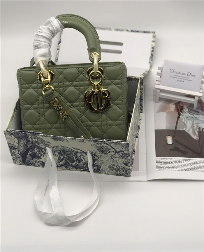 SMALL LADY Dior MY ABCDior BAG Cannage Lambskin Green Mid