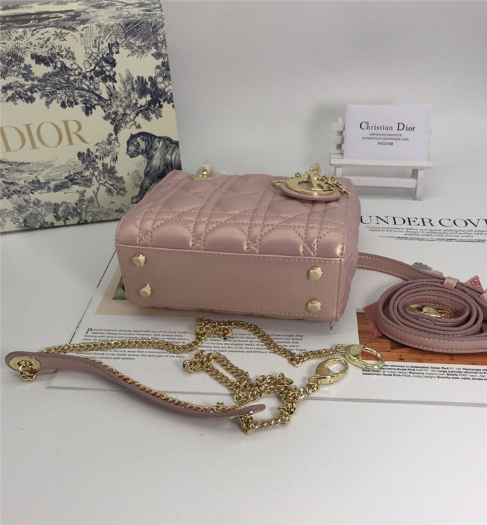 MINI LADY Dior BAG Pink Cannage Lambskin Gold Hardware mid