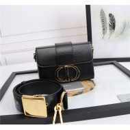 30 MONTAIGNE BOX BAG Enamel Buckle Calfskin Black High