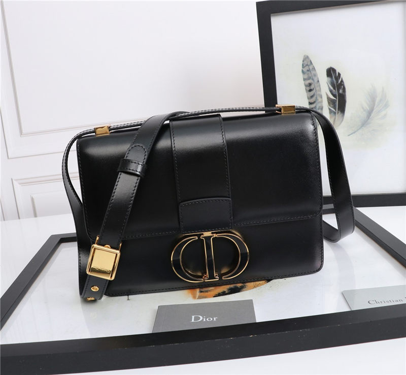 30 MONTAIGNE BAG Enamel Buckle Calfskin Black High